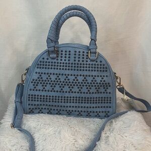 Blue Faux Leather Purse with Black Stud Detail- NWT